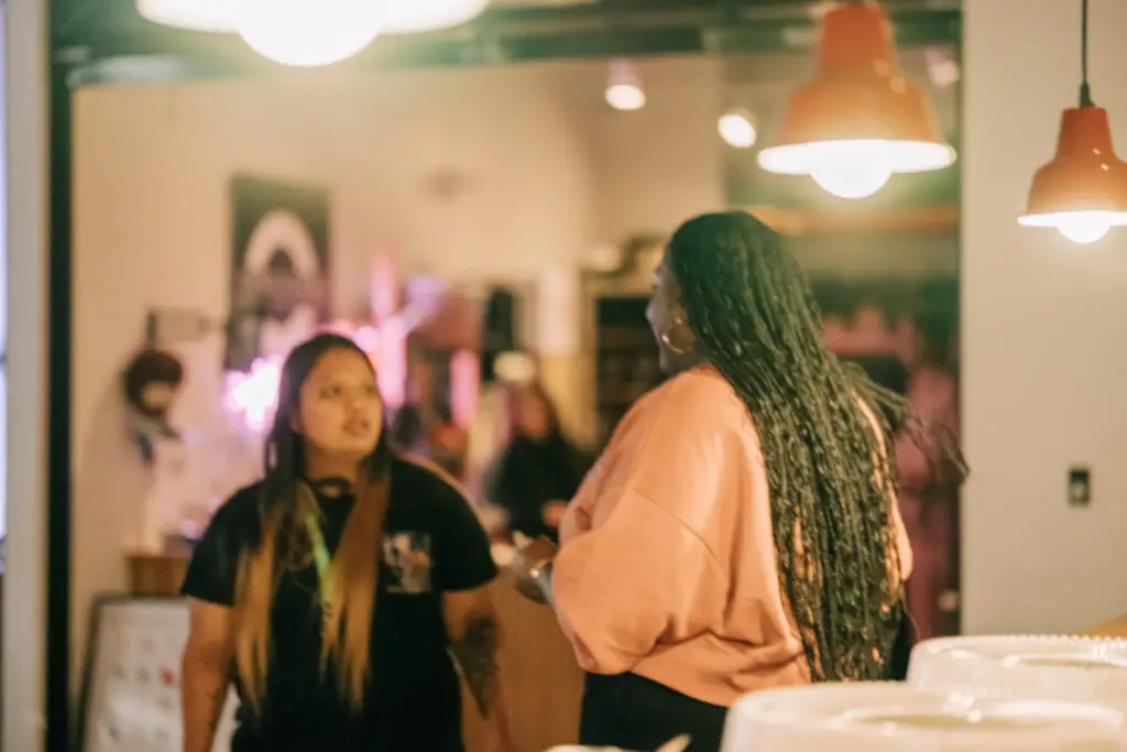 Community members gathered at a Care, Not Control event